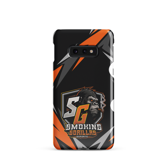SMOKING GORILLAS Snapcase Handyhülle für Samsung Galaxy S10e – Produktansicht, schwarz-oranges Teamdesign