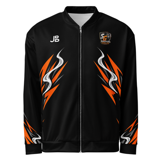 SMOKING GORILLAS - Crew Jacke 2026 – Vorderansicht im schwarz-orangen Teamdesign