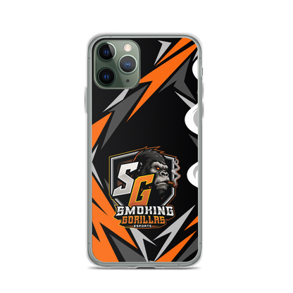 SMOKING GORILLAS Clearcase Handyhülle für iPhone 11 Pro – am Smartphone, schwarz-oranges Teamdesign