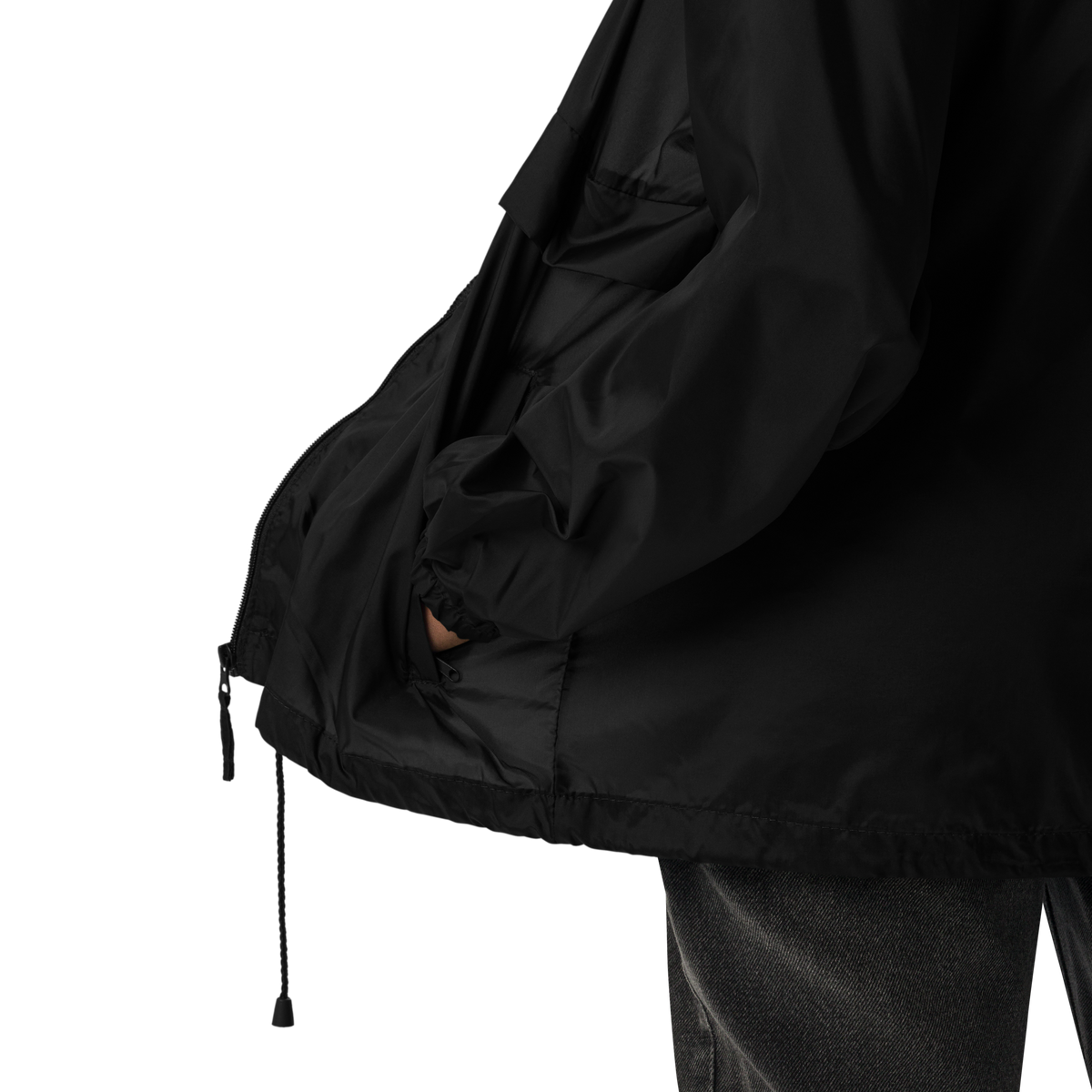 SMOKING GORILLAS - Sticklogo Windbreaker in Schwarz – Detailansicht
