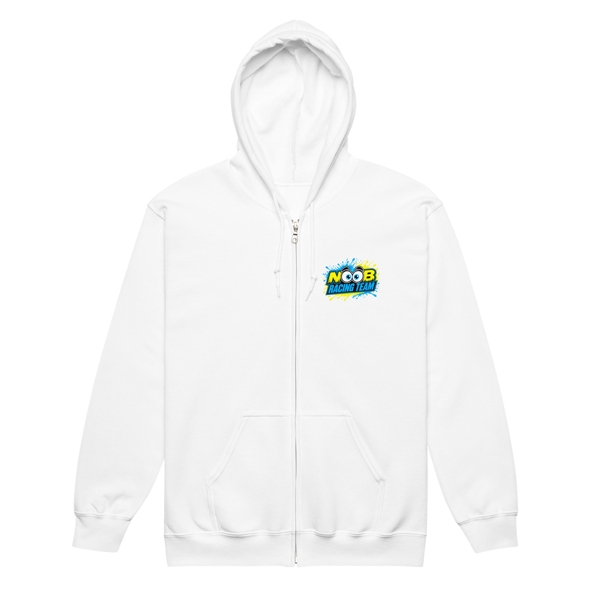 NOOB RACING TEAM Basic Zipper 2026 – Weiß, Vorderansicht